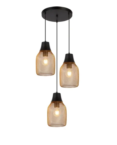 Светильник подвесной Adalina V11843-3P Moderli золотой на 3 лампы, основание чёрное в стиле лофт современный каскад фото 2 Светильник подвесной Adalina V11843-3P Moderli золотой на 3 лампы, основание чёрное в стиле лофт современный каскад фото 2