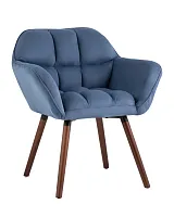 Кресло Брайан, замша, глубокий синий УТ000036114 Stool Group, синий/искусственная замша, ножки/дерево/коричневый, размеры - ****610*690мм