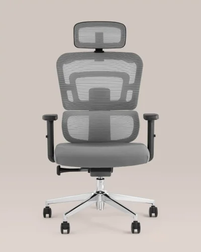 Кресло офисное TopChairs Techno серый УТ000037111 Stool Group, серый/ткань, ножки/металл/хром, размеры - 520*1240***680*690 фото 3