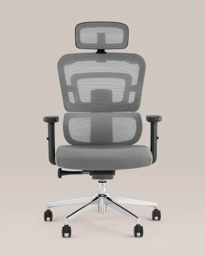 Кресло офисное TopChairs Techno серый УТ000037111 Stool Group, серый/ткань, ножки/металл/хром, размеры - 520*1240***680*690 фото 2