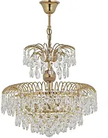 Люстра подвесная хрустальная Mineo E 1.5.40.101 G Arti Lampadari прозрачная на 5 ламп, основание золотое в стиле классика арт-деко 