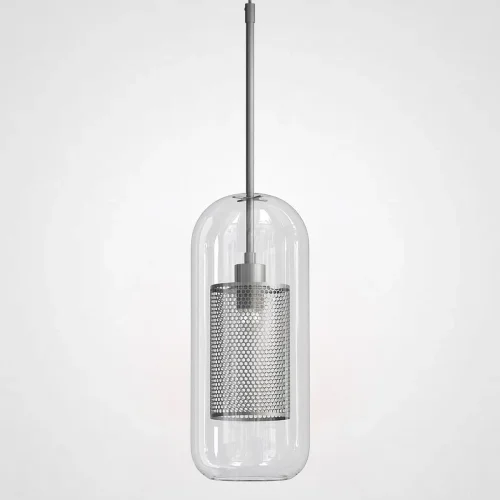 Светильник подвесной CATCH F cylinder silver D15 186721-26 ImperiumLoft прозрачный на 1 лампу, основание серебряное в стиле современный 