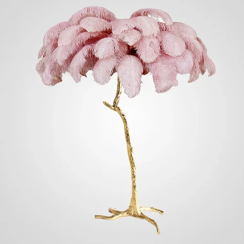 Торшер страусиные перья Feather Lamp A MODERN GRAND TOUR розовый 189583-22 ImperiumLoft розовый на 3 лампы, основание золотое в стиле современный 