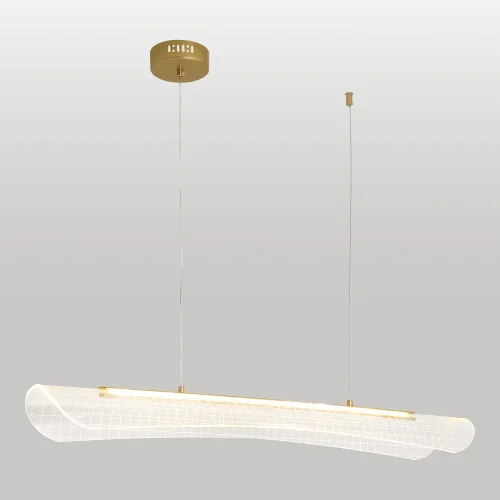 Светильник подвесной LED Calvert LSP-7368 Lussole прозрачный на 1 лампу, основание матовое золото в стиле хай-тек современный линейный