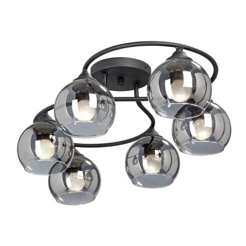 Люстра потолочная V4965-1/6PL Vitaluce чёрная серая на 6 ламп, основание чёрное в стиле арт-деко шар фото 3 Люстра потолочная V4965-1/6PL Vitaluce чёрная серая на 6 ламп, основание чёрное в стиле арт-деко шар фото 3