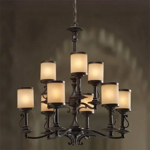 Люстра подвесная YORK L50009.05 L'ARTE LUCE бежевая на 9 ламп, основание коричневое в стиле классический 