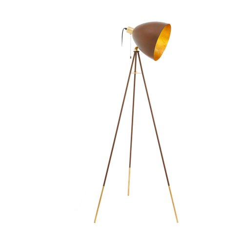 Торшер лофт Chester 1 49519 Eglo прожектор на треноге коричневый золотой 1 лампа, основание золотое коричневое в стиле лофт
