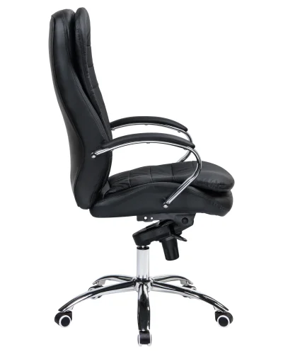 Офисное кресло для руководителей 108F-LMR LYNDON, цвет чёрный Dobrin, чёрный/экокожа, ножки/металл/хром, размеры - 1150*1200***670*670 фото 3