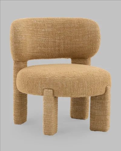 Кресло лаунж Fani, горчичный УТ000041683 Stool Group, горчичный/букле, ножки/ткань/горчичный, размеры - *****мм