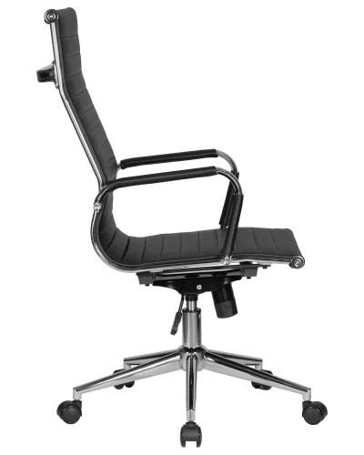 Офисное кресло для руководителей  101B-LMR CLARK SIMPLE, цвет чёрный Dobrin, чёрный/экокожа, ножки/металл/хром, размеры - 1090*1150***680*680 фото 3