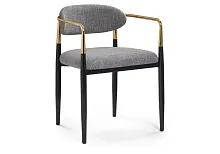Кресло Lord gray / black / gold 15741 Woodville, серый/ткань, ножки/окрашенный металл/чёрный, размеры - *****