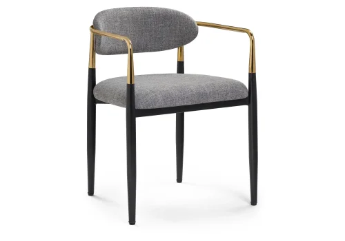 Кресло Lord gray / black / gold 15741 Woodville, серый/ткань, ножки/окрашенный металл/чёрный, размеры - *****