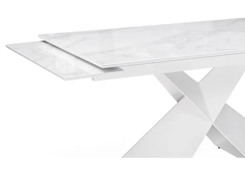 Стеклянный стол Хасселвуд 160(220)х90х77 белый мрамор / белый 553546 Woodville столешница белая из стекло мдф фото 5