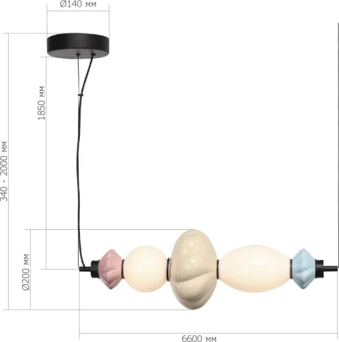 Светильник подвесной LED Florentini SL6134.423.01 ST-Luce разноцветный на 1 лампу, основание чёрное в стиле современный линейный фото 2
