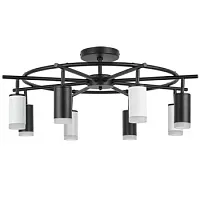 Люстра потолочная Rullo LR7183743640 Lightstar белая чёрная на 8 ламп, основание чёрное в стиле современный хай-тек 