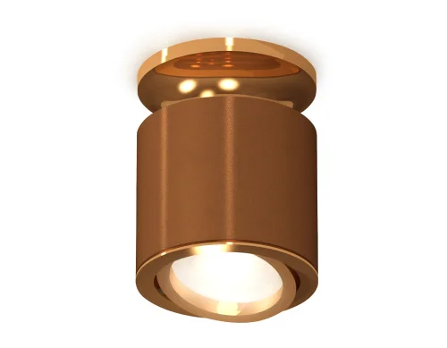Светильник накладной Techno spot XS7404120 Ambrella light коричневый 1 лампа, основание золотое в стиле хай-тек современный круглый
