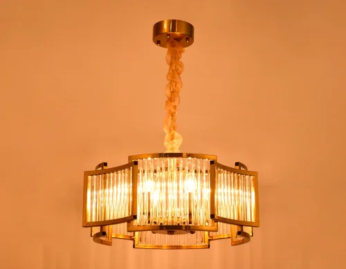 Люстра подвесная Traditional TR5368 Ambrella light прозрачная на 6 ламп, основание золотое в стиле классический  фото 7