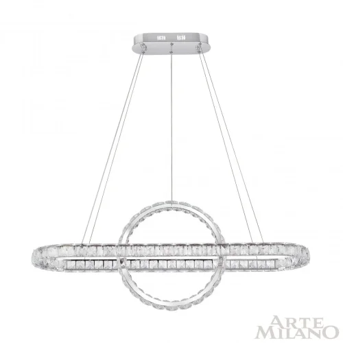 Люстра подвесная LED с пультом AM-Venezia 311311/L1000 NI Arte Milano прозрачная на 1 лампу, основание никель в стиле современный кольца с пультом фото 3