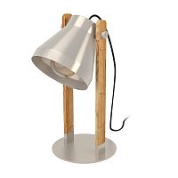 Настольная лампа Cawton 43953 Eglo матовая никель 1 лампа, основание бежевое коричневое дерево металл в стиле лофт современный 