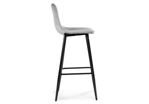 Барный стул Capri light gray / black 15129 Woodville, серый/велюр, ножки/металл/чёрный, размеры - ****435*490 фото 3