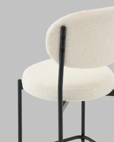 Стул полубарный Бриф DD букле молочный УТ000041504 Stool Group, белый/букле, ножки/сталь/чёрный, размеры - ***** фото 6