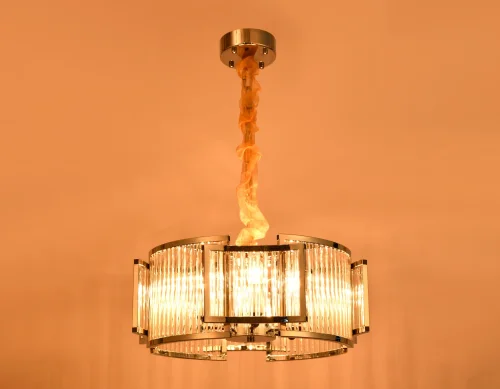 Люстра подвесная Traditional TR5366 Ambrella light прозрачная на 6 ламп, основание хром в стиле классический  фото 7