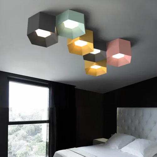Светильник потолочный HEXAGON A 101669-26 ImperiumLoft зелёный на 3 лампы, основание зелёное в стиле современный фото 11