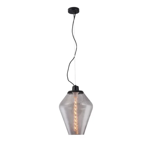 Светильник подвесной Calima VL5242P21 Vele Luce серый прозрачный на 1 лампу, основание чёрное в стиле современный выдувное фото 3