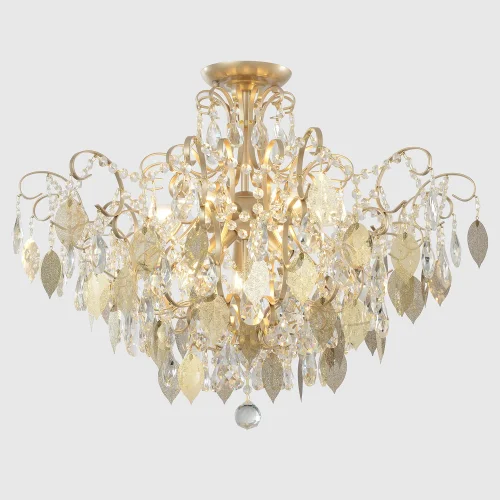 Люстра потолочная ESMIRALDA PL9 GOLD Crystal Lux прозрачная на 9 ламп, основание золотое в стиле арт-деко фото 6
