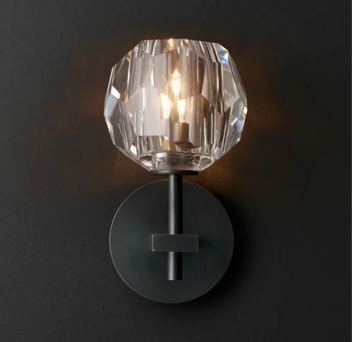 Бра RH Boule de Cristal Single Sconce Black 156563-22 ImperiumLoft серый на 1 лампа, основание чёрное в стиле арт-деко 