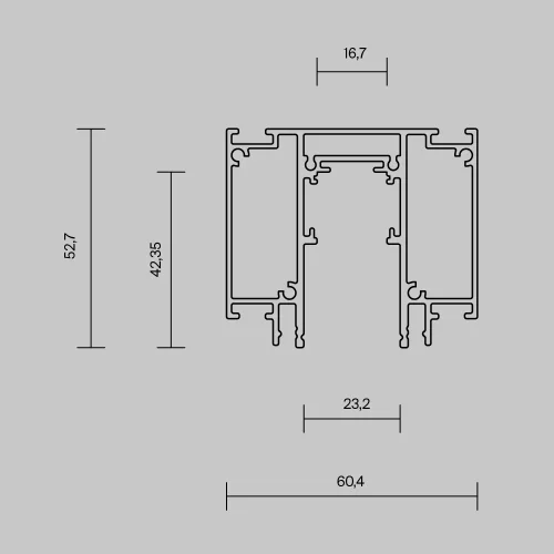 Шинопровод демпферный в натяжной потолок 2м Magnetic track system Exility TRX034D-422B Maytoni чёрный в стиле современный хай-тек для светильников серии Magnetic track system Exility натяжной потолок шинопровод exility тонкая магнитная фото 3