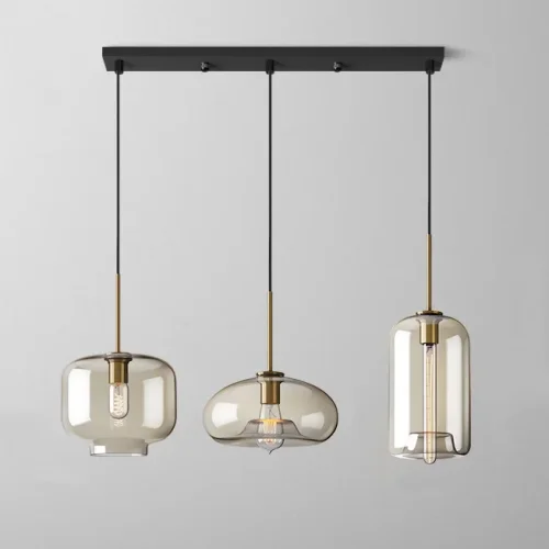 Светильник подвесной VILMO TRIO E 213947-26 ImperiumLoft янтарный на 3 лампы, основание латунь в стиле современный лофт Светильник подвесной VILMO TRIO E 213947-26 ImperiumLoft янтарный на 3 лампы, основание латунь в стиле современный лофт