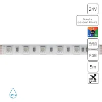 Светодиодная лента 24В 14,4Вт/м (на канал 4,8Вт/м) RGB 90+ 10мм SMD5050 60шт/м 5м IP65 Aqua Tape A2406010-02-RGB Arte Lamp цвет LED RGBK, световой поток Lm