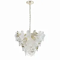 Люстра подвесная Lupine 6529/7 Lumion янтарная прозрачная белая на 7 ламп, основание золотое в стиле классический 