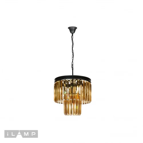 Люстра подвесная Triumph 7382/3+1P CR iLamp янтарная на 4 лампы, основание чёрное в стиле современный  фото 2