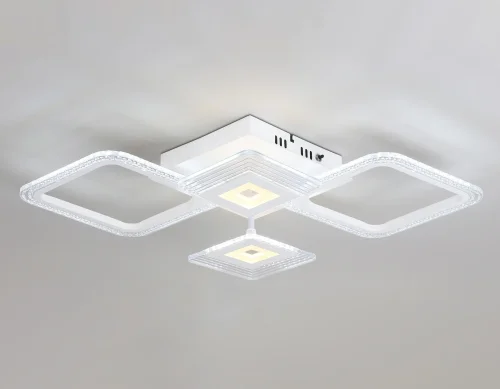 Люстра потолочная LED с пультом FA4281 Ambrella light белая на 1 лампа, основание белое в стиле современный хай-тек с пультом квадраты фото 5