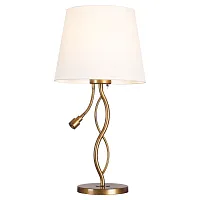 Настольная лампа Ajo LSP-0551 Lussole белая 1 лампа, основание бронзовое металл в стиле современный 
