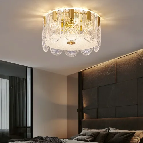 Люстра потолочная LAURENCE CH D45 207825-23 ImperiumLoft прозрачная на 4 лампы, основание латунь в стиле современный фото 8