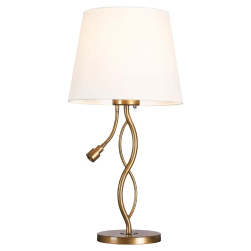 Настольная лампа Ajo GRLSP-0551 Lussole белая 1 лампа, основание бронзовое металл в стиле классический 