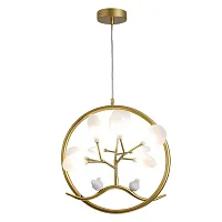 Светильник подвесной Candy A7274SP-9GO Arte Lamp белый 9 ламп, основание золотое в стиле флористика современный ветви