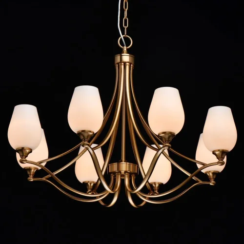 Люстра подвесная Палермо 386016708 Chiaro белая на 8 ламп, основание бронзовое в стиле классика  фото 2