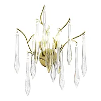 Бра Teardrops SL1660.201.02 ST-Luce прозрачный 2 лампы, основание золотое в стиле флористика современный ветви