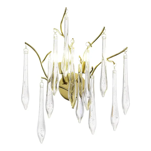 Бра Teardrops SL1660.201.02 ST-Luce прозрачный на 2 лампы, основание золотое в стиле флористика современный ветви