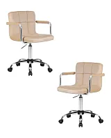Офисное кресло набор 2 шт. SET-2 9400-LM TERRY, цвет сиденья бежевый велюр (MJ9-10), цвет основания хромированная сталь Dobrin, /велюр, ножки/металл/хром, размеры - 810*950***580*580