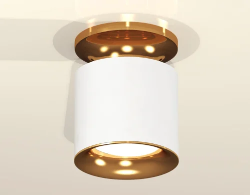 Светильник накладной XS7401122 Ambrella light белый 1 лампа, основание золотое в стиле хай-тек современный круглый фото 2