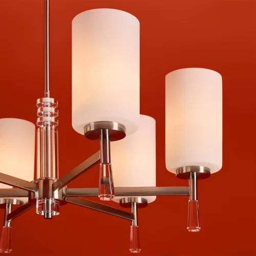 Люстра на штанге Chic FR2031PL-06N Freya белая на 6 ламп, основание никель в стиле классический фото 4 Люстра на штанге Chic FR2031PL-06N Freya белая на 6 ламп, основание никель в стиле классический фото 4