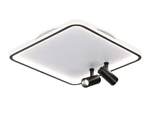 Светильник потолочный LED с пультом FL5115 Ambrella light белый чёрный 1 лампа, основание белое в стиле современный хай-тек квадраты