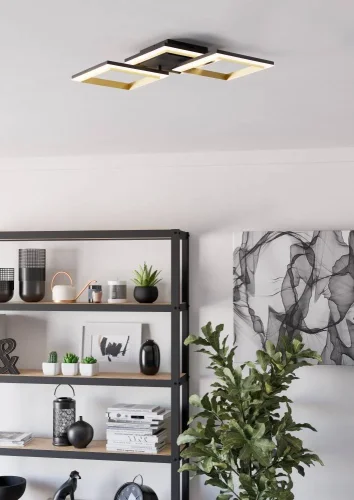 Светильник потолочный LED Calliera 901222 Eglo чёрный матовый латунь на 1 лампу, основание чёрное матовое латунь в стиле современный хай-тек фото 5