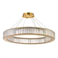 Люстра подвесная хрустальная Anzio L 1.5.80.100 G Arti Lampadari прозрачная на 1 лампу, основание золотое в стиле современный кольца Люстра подвесная хрустальная Anzio L 1.5.80.100 G Arti Lampadari прозрачная на 1 лампу, основание золотое в стиле современный кольца