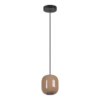 Светильник подвесной Ovali 5053/1G Odeon Light бежевый коричневый 1 лампа, основание чёрное в стиле современный шар